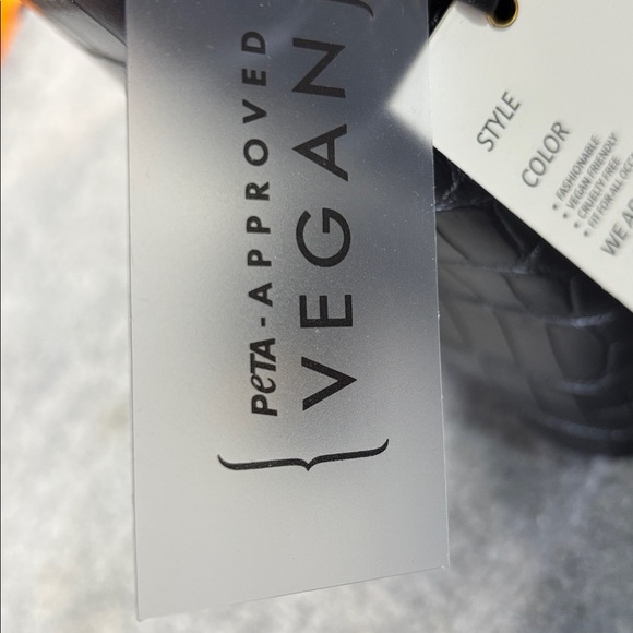 AOTA Elena Bucket Bag Black Vegan Leather Croc Embossed Top Handle purse - Picture 4 of 12